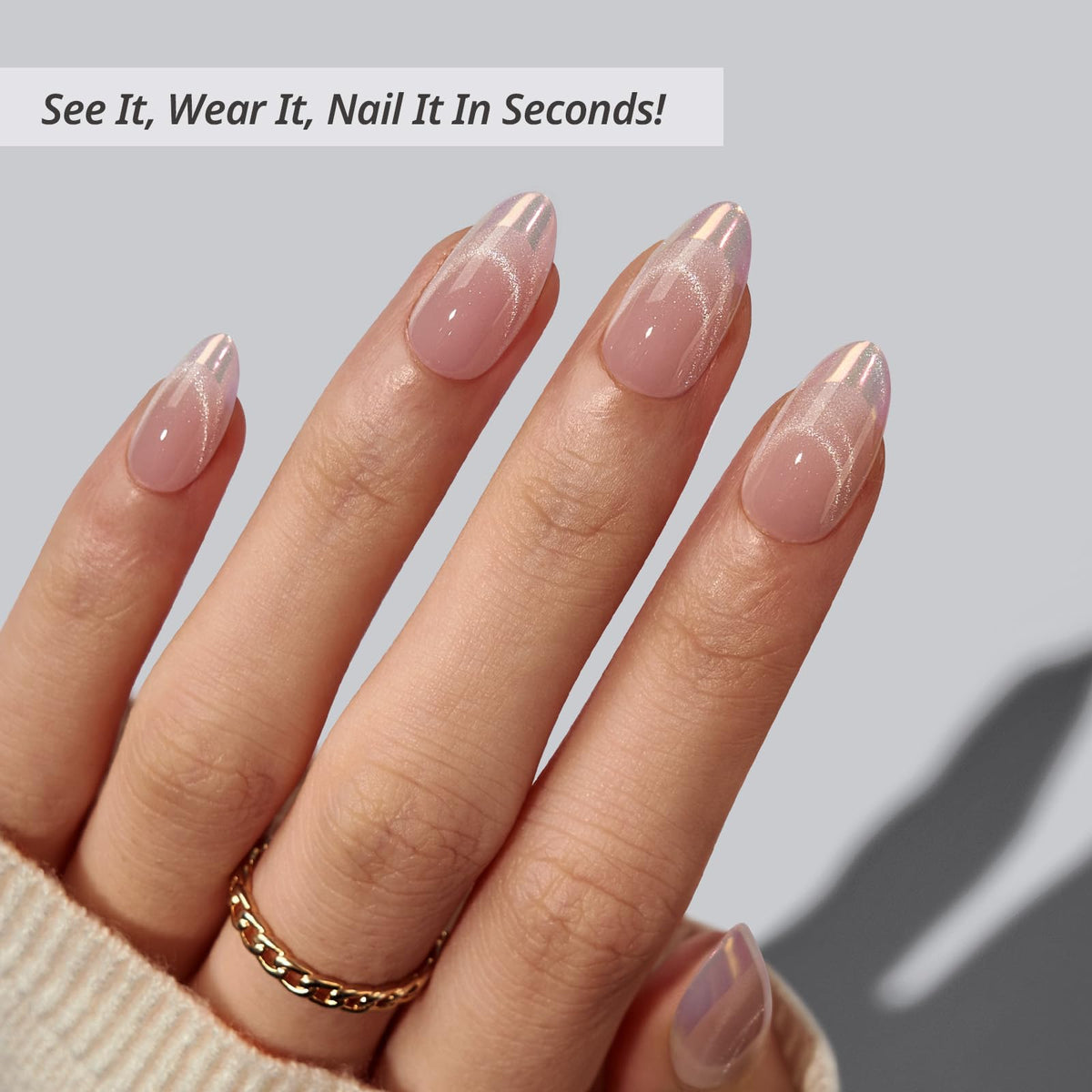 BTArtbox close-up of cat eye chrome French tip showing reflective sparkle benefit