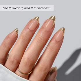 BTArtbox close-up of gold French tip highlighting metallic sheen