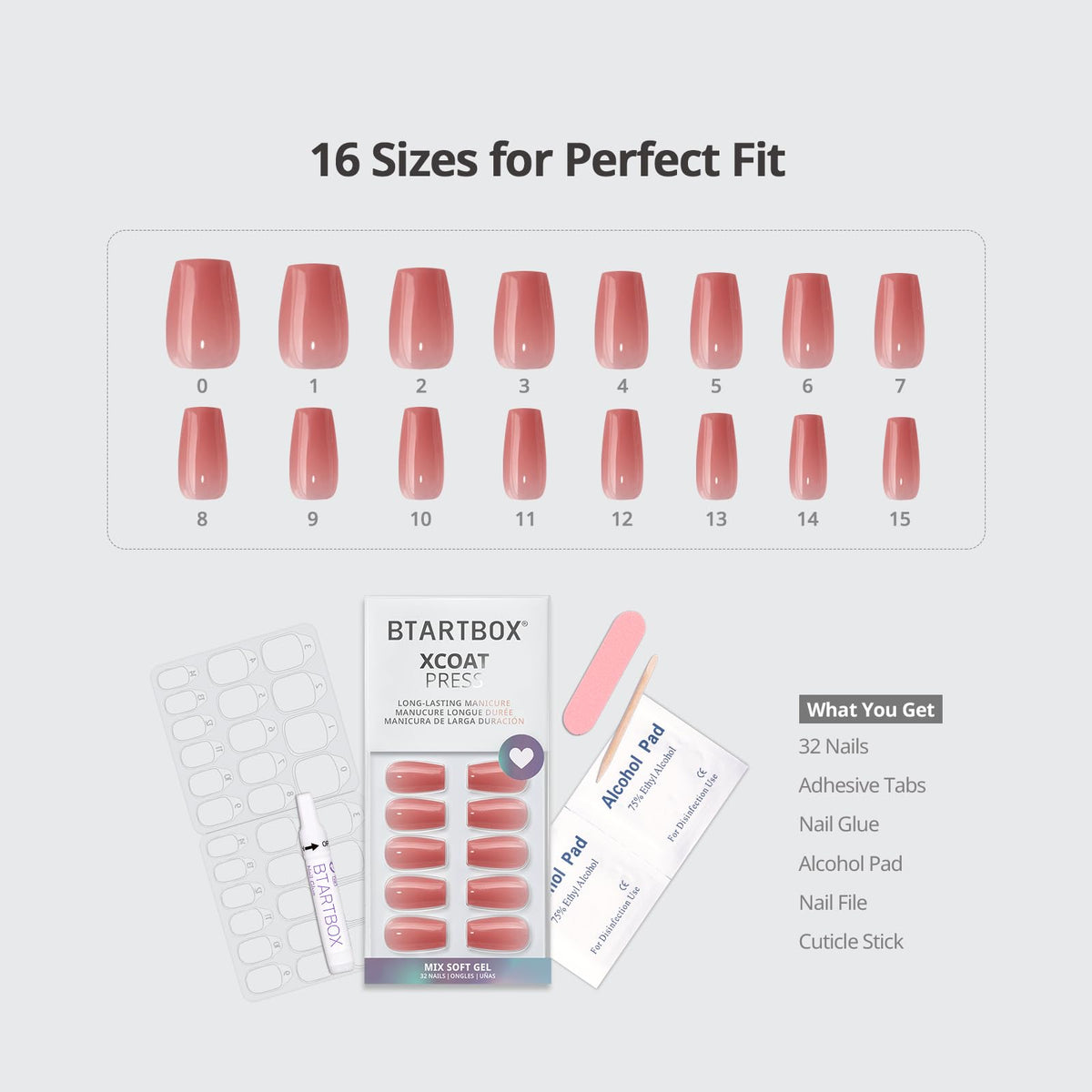 BTArtbox laid out kit with 32 nails and tools for complete application