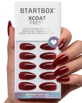 BTArtbox dark red almond front packaging showing kit and nails for easy selection