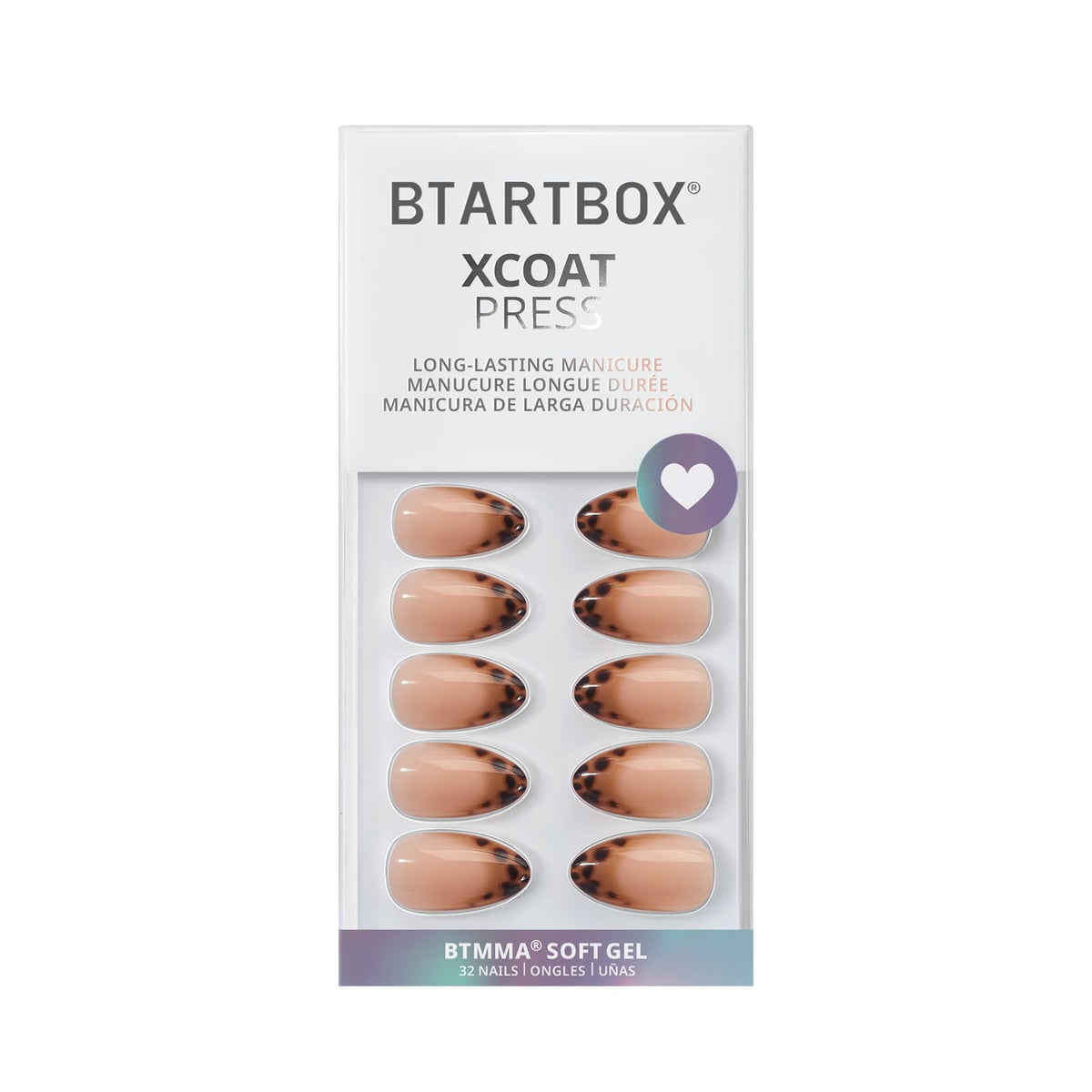 BTArtbox finished manicure studio shot displaying espresso leopard French tip polish look