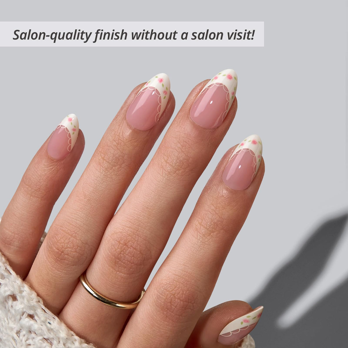 BTArtbox close-up of French tip texture highlighting smooth, salon-quality finish