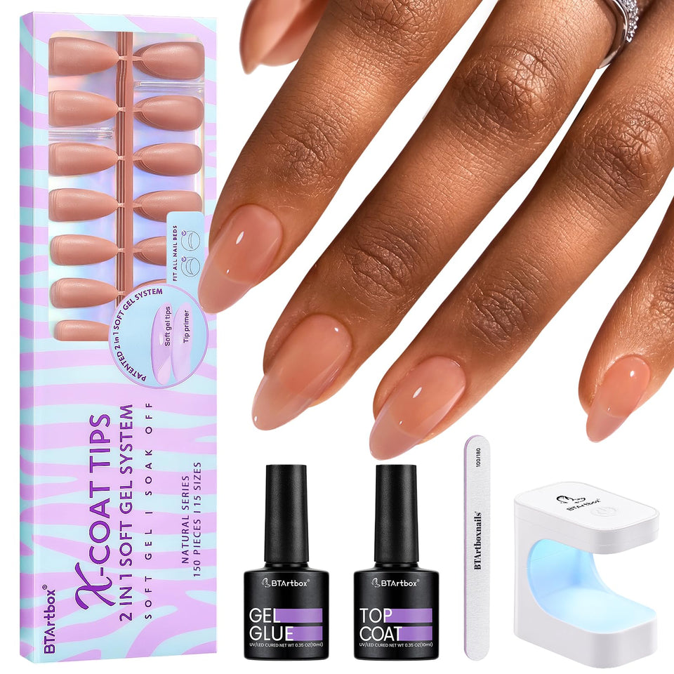 BTArtbox front packaging showing full almond nail kit and quick results
