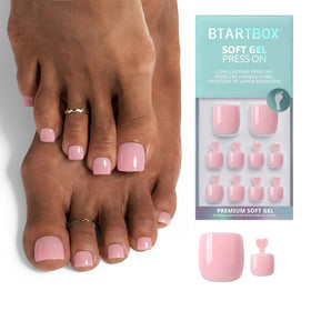 BTArtbox front packaging showing baby pink short square toenails and kit