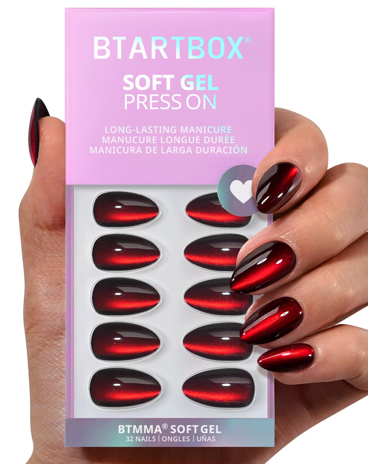 BTArtbox front packaging showing deep red cat eye nails and glossy finish