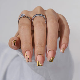 BTArtbox front packaging showing gold short square nails and included kit benefits