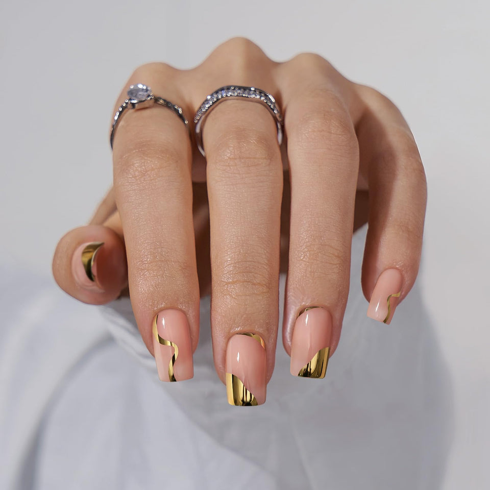 BTArtbox front packaging showing gold short square nails and included kit benefits
