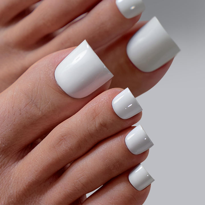 BTArtbox front packaging showing ivory-white press on toenails and contents