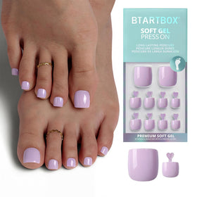 BTArtbox front packaging showing pastel light purple toenails and included tools for convenience