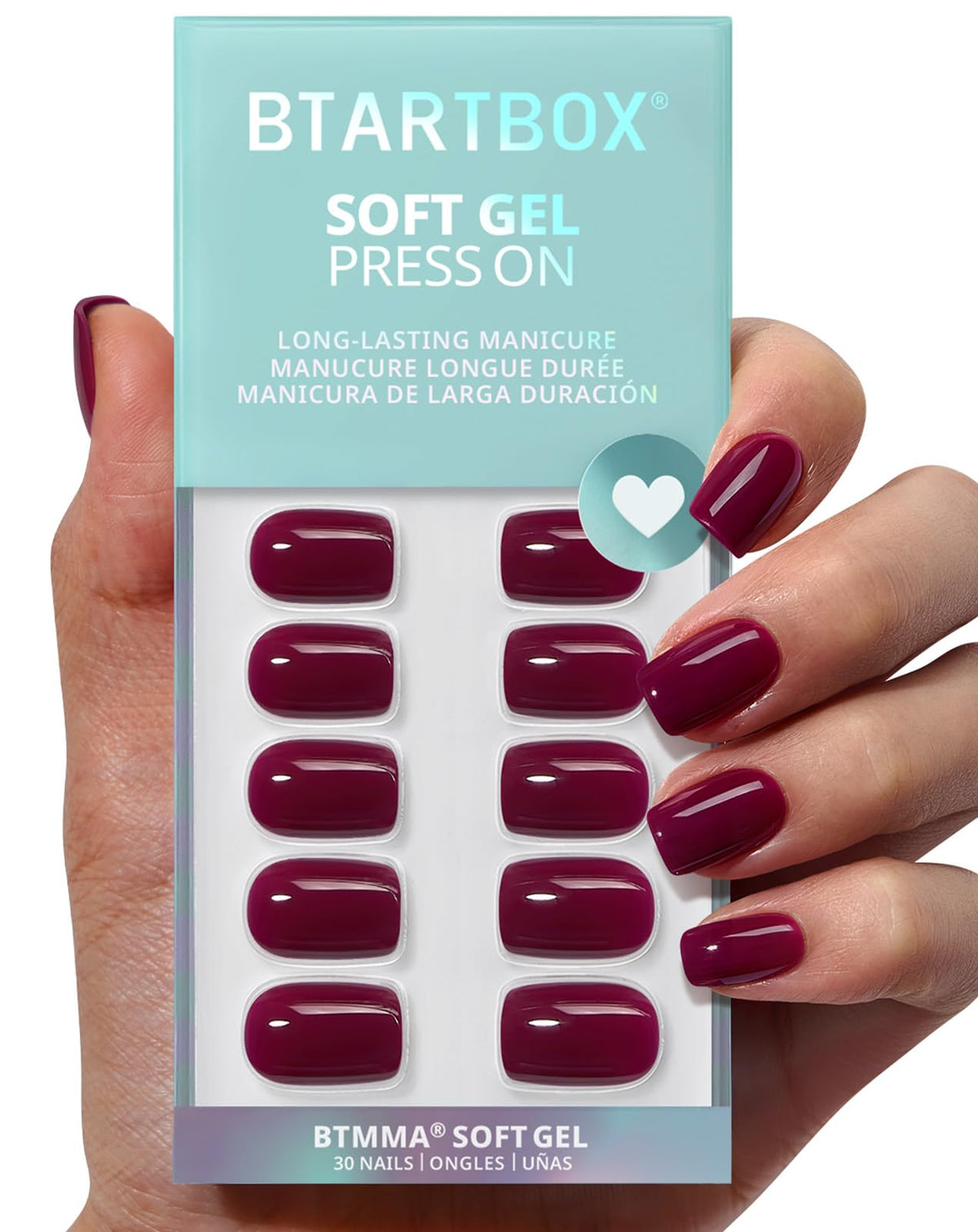 BTArtbox front packaging showing plum red nails and included kit items