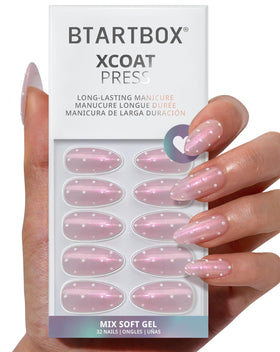 BTArtbox front packaging showing polka-dot dress nails and kit contents for instant style
