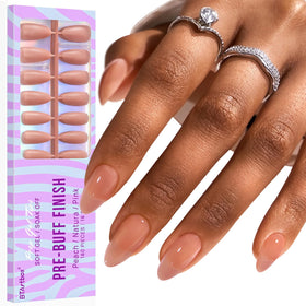BTArtbox front packaging showing 150 press on nails and benefits
