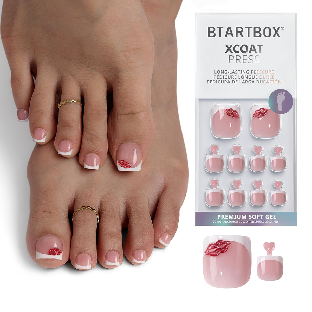 BTArtbox front packaging showing full 30-toenail kit and tools for easy application