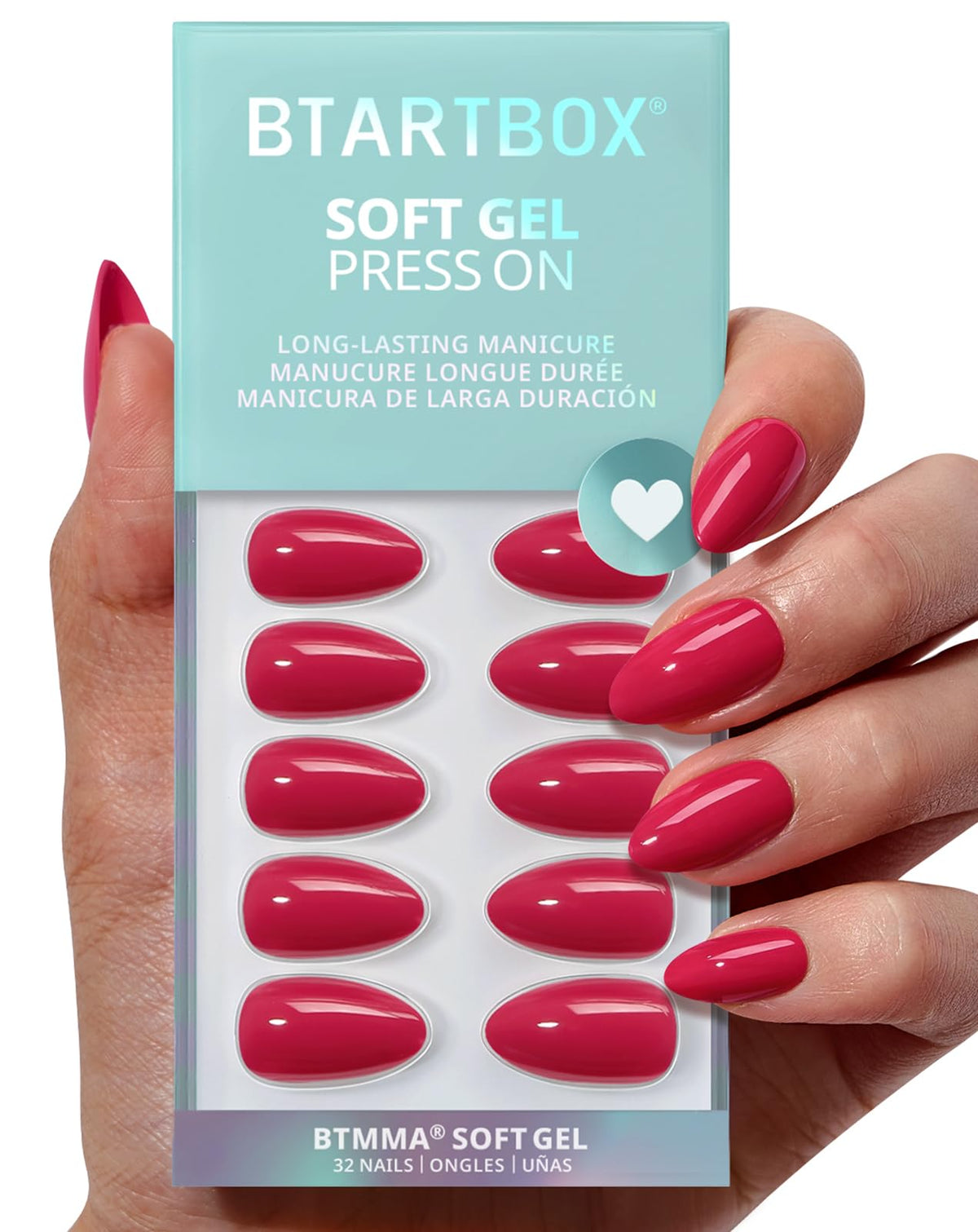 BTArtbox front packaging showing raspberry red nails and kit contents benefit convenience