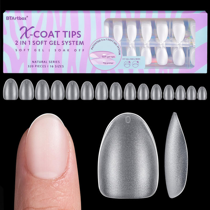 BTArtbox front packaging showing 320 clear almond gel tips for fast application