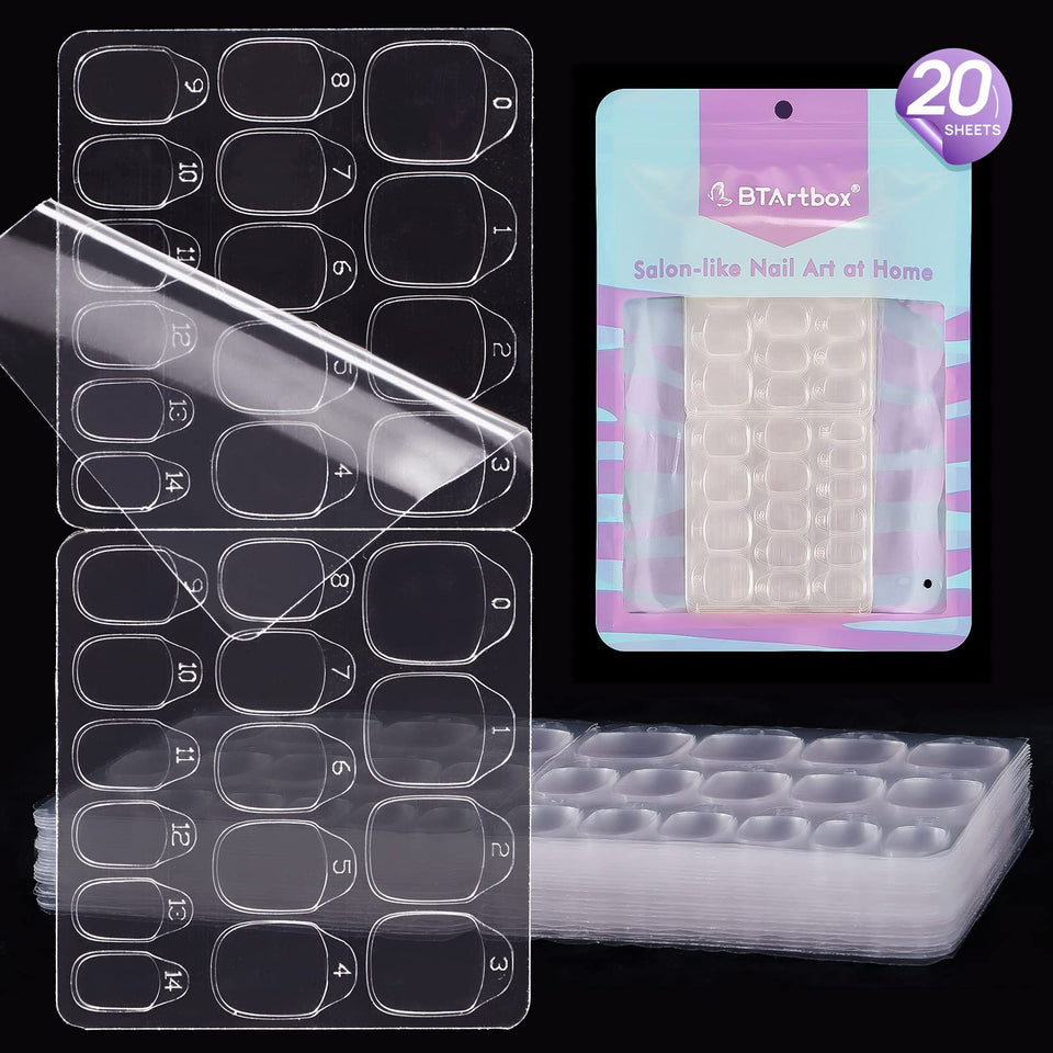 BTArtbox front packaging showing 20 sheets and 600 adhesive tabs for fast manicures