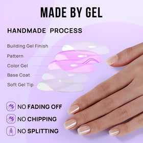 BTArtbox nails being applied in hand demonstrating short square comfortable fit