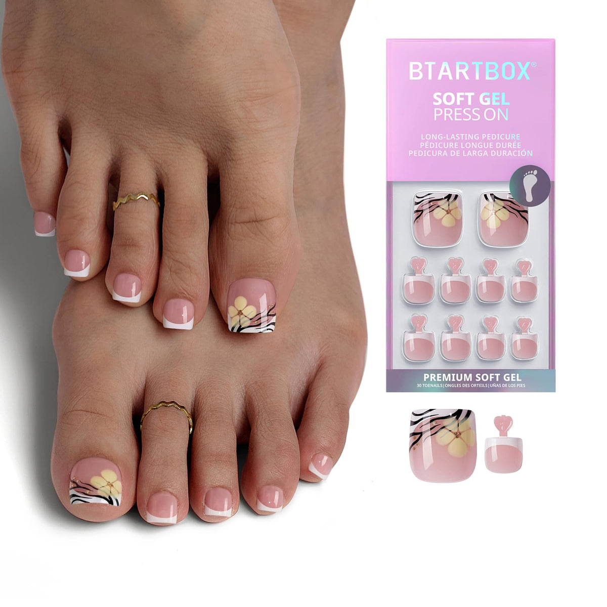 BTArtbox front packaging showing full 30-toenail kit and contents benefit convenience