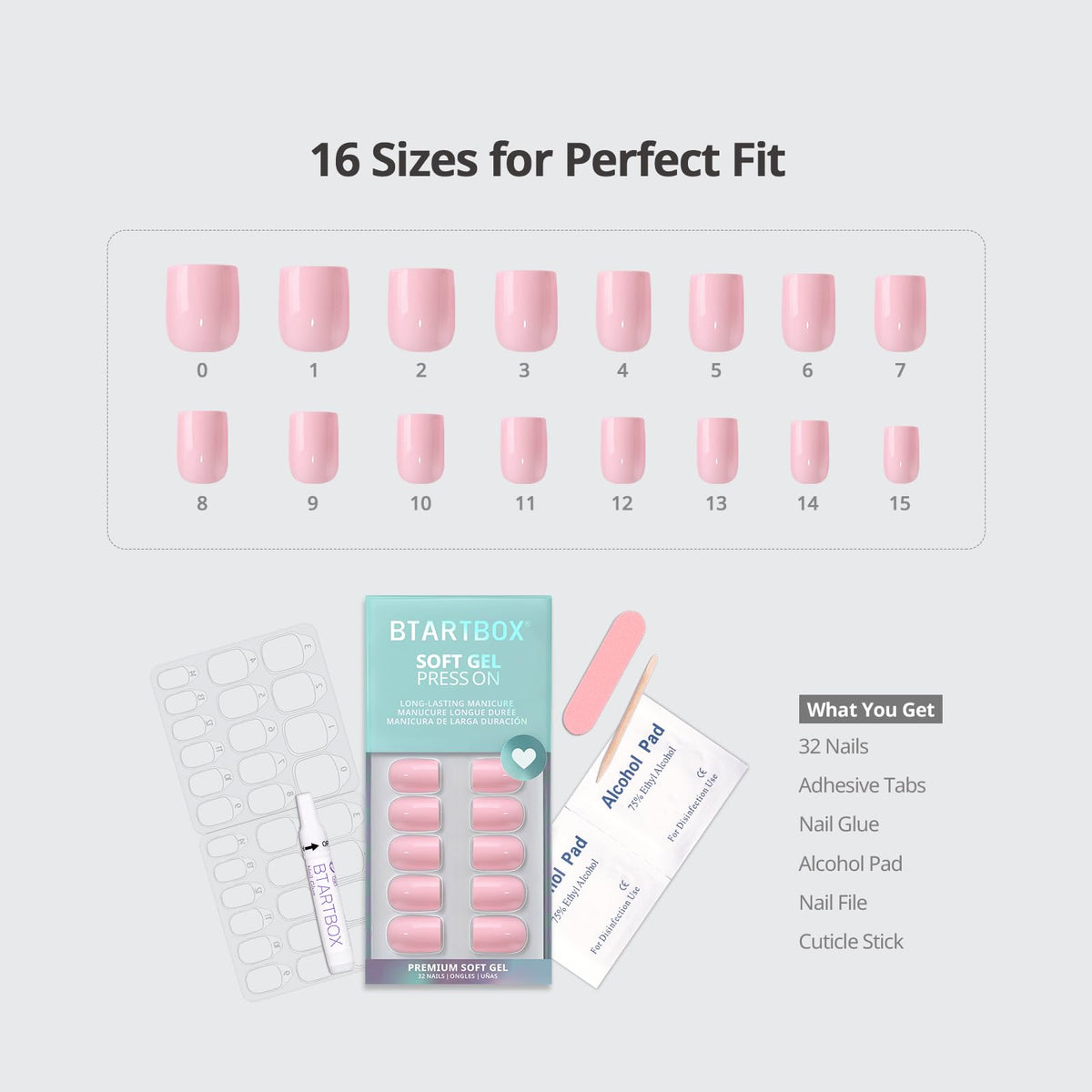 BTArtbox kit contents with glue, adhesive tabs, file, stick, and pads