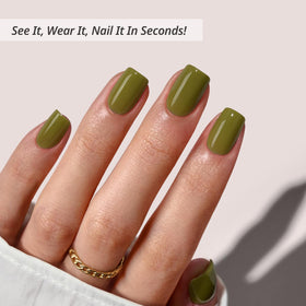 BTArtbox close-up of nail surface texture showing smooth olive finish