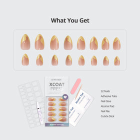 BTArtbox kit contents flatlay showing nails, glue, tabs, and prep tools included