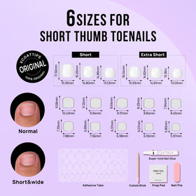 BTArtbox 16 nail sizes displayed to show fit options for many toe shapes benefit