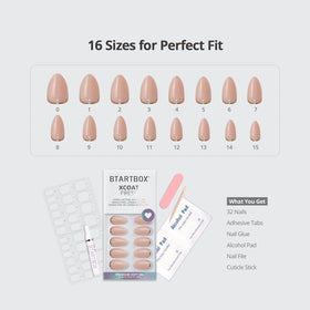 btartbox nails worn on hand in short almond shape showing natural, everyday look