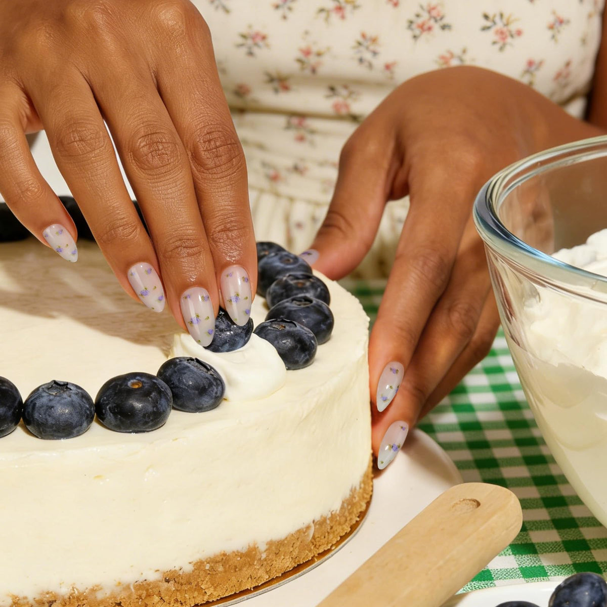 BTArtbox nails being applied with glue, demonstrating easy at-home use