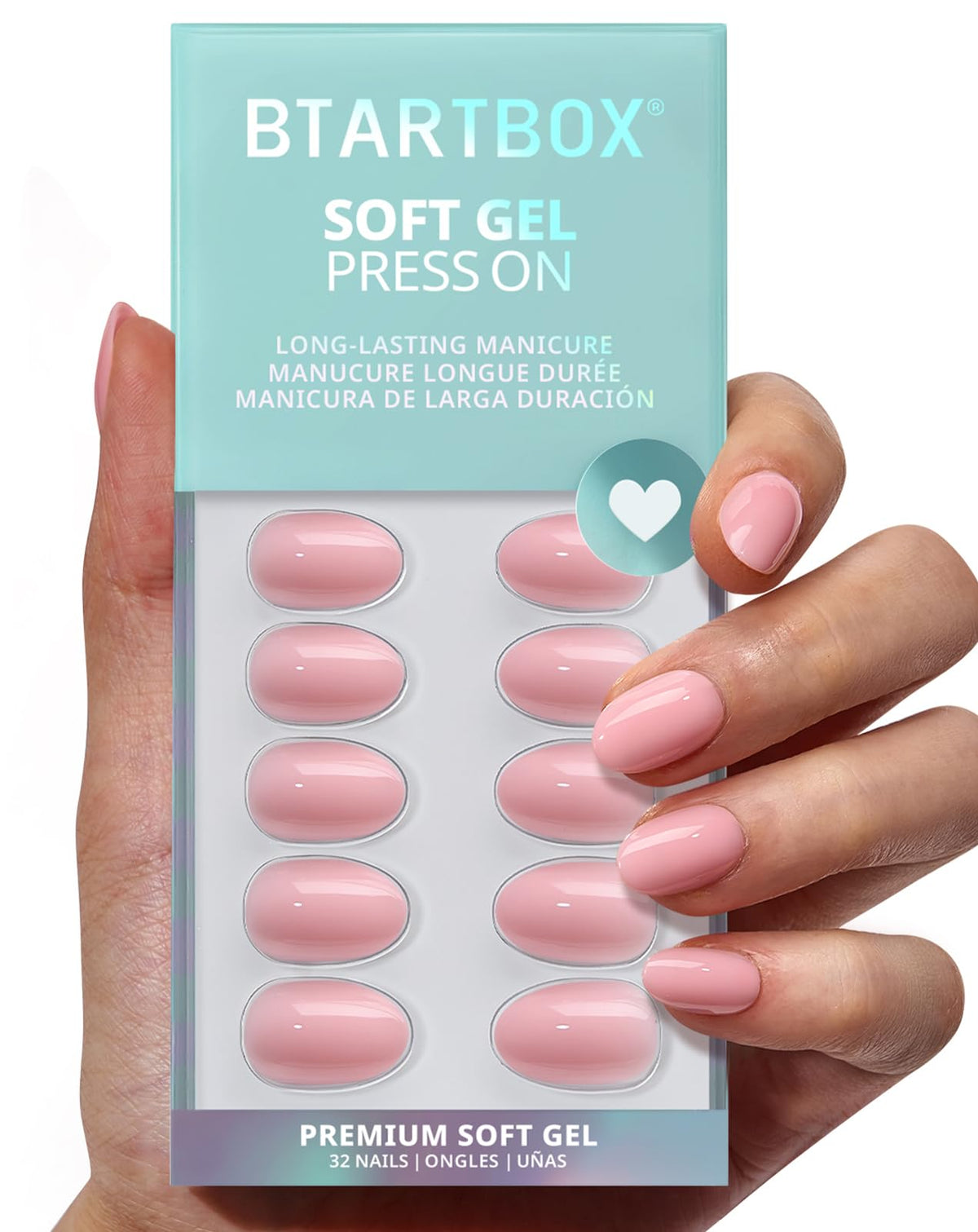 BTArtbox front packaging showing baby pink extra-short nails and kit