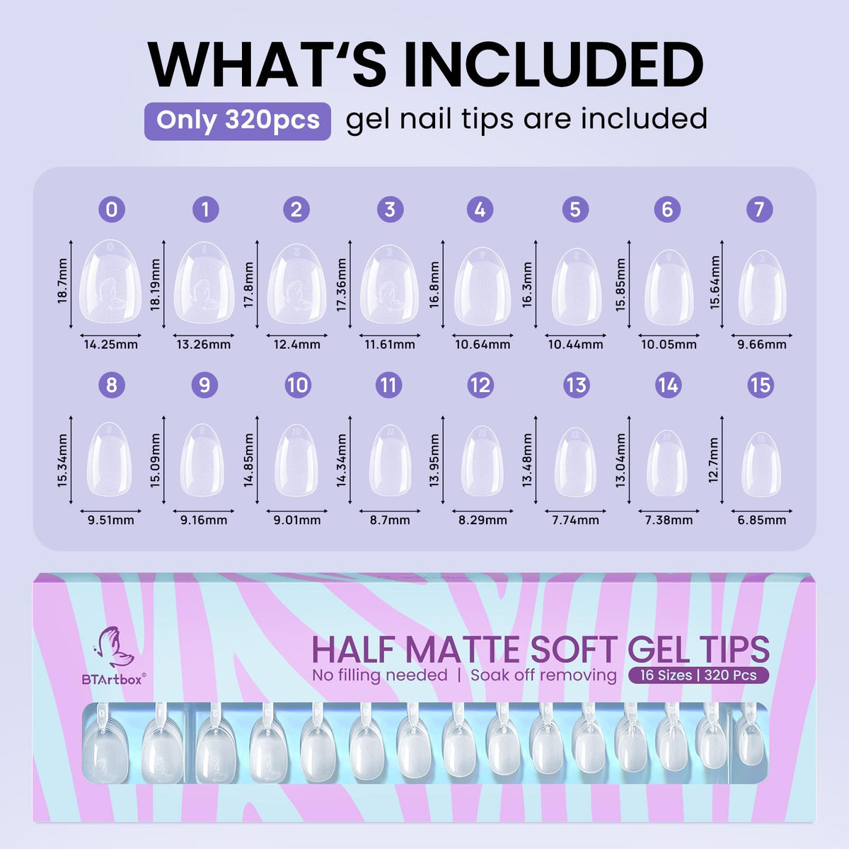 BTArtbox scale comparison of tips on a hand showing short length and realistic fit