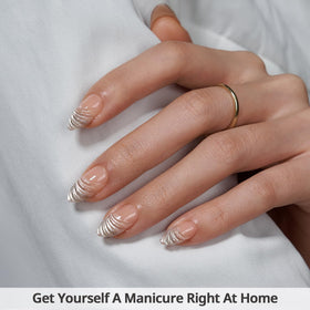 BTArtbox close-up of short almond press-on nails for natural look