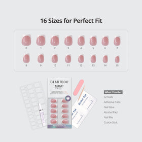 BTArtbox size chart laid out with 16 sizes showing fit options for nails