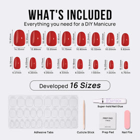 BTArtbox display of 16 nail sizes for precise custom fit