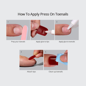 BTArtbox spread of all 30 toenails illustrating six sizes for fit