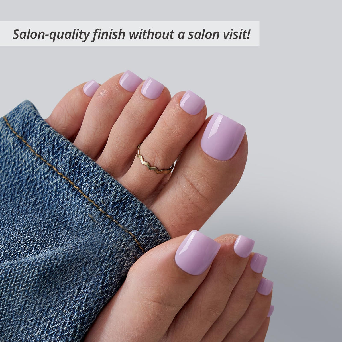 BTArtbox toenails applied on a model foot demonstrating neat square shape and polish