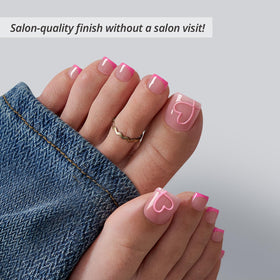 BTArtbox toenails applied on foot showcasing hot-pink French tip for polished look