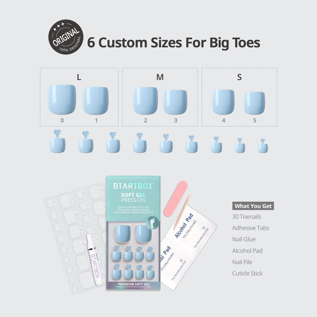 BTArtbox spread of varied sizes displaying 15-size range for a better fit