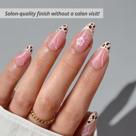 BTArtbox close-up of pink leopard French tip pattern highlighting vibrant salon-quality finish
