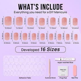 BTArtbox application scene with hands applying a press-on nail for quick salon look