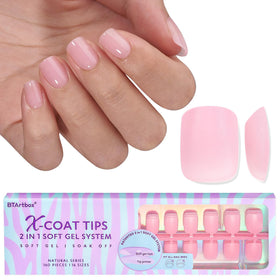 BTArtbox front packaging showing extra-short square matte pink tips and contents