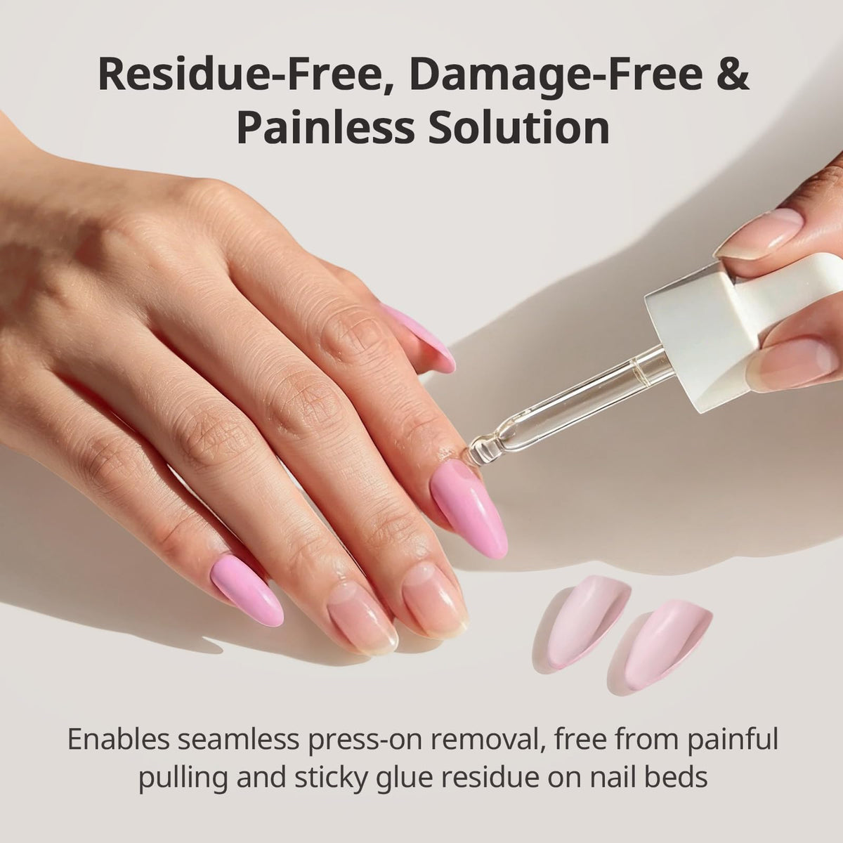 BTArtboxnails being applied at nail edge to dissolve adhesive and simplify removal