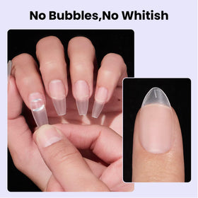 BTArtboxnails gel being squeezed onto a fake tip for neat application and strong bond