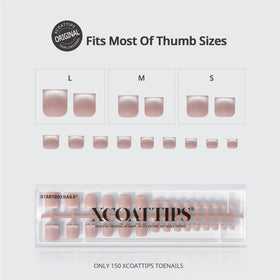 BTARTBOXNAILS array of big-toe sizes laid out, shows better fit and comfort benefit
