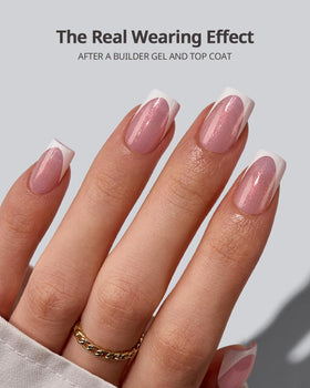 BTArtboxnails close-up of glitter texture on French tip showing smooth shine