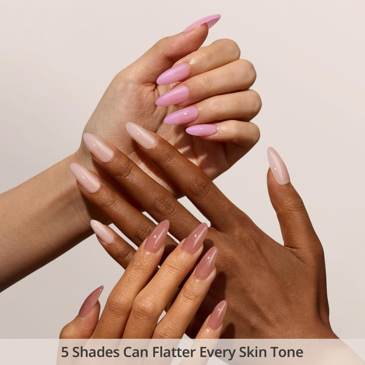 BTArtboxnails five nude shades arranged to show color options