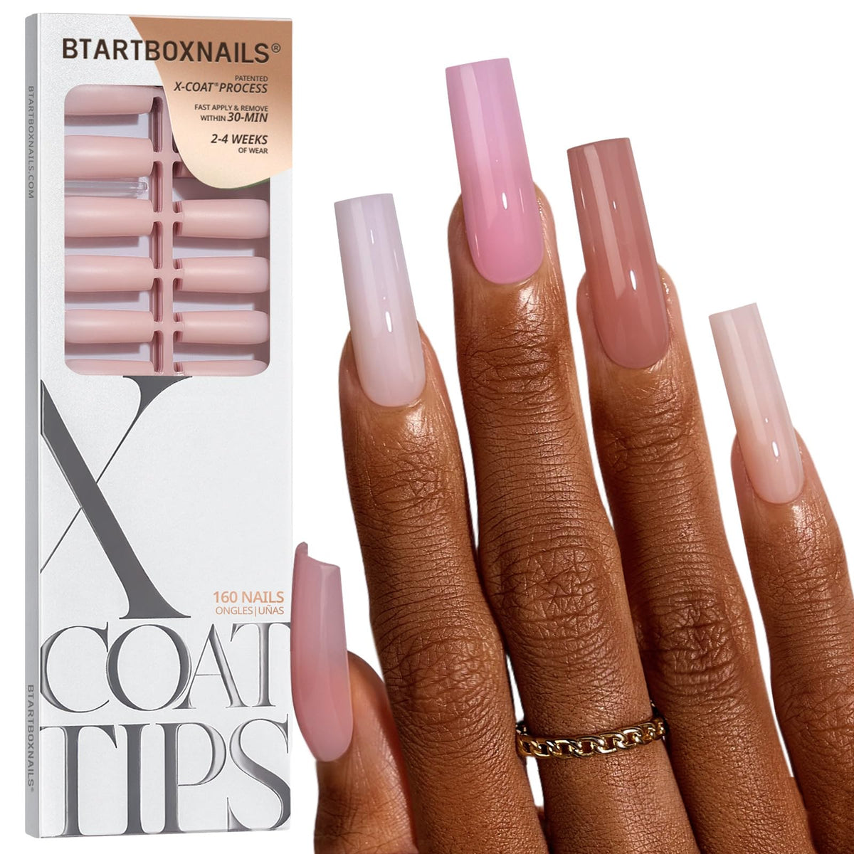 BTArtboxnails front packaging showing 5 nude shades and product benefits