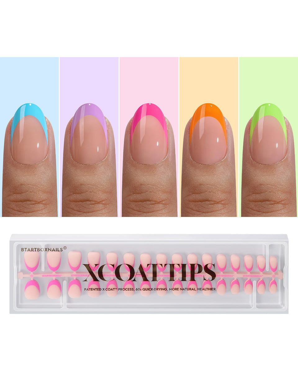 BTArtboxnails front packaging showing 160 bright pastel French tips, quick salon results
