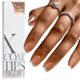 BTArtboxnails front packaging showing brown French extra short square tips and contents benefit