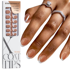 BTARTBOXNAILS front packaging showing 160-piece French gel tips, quick salon-ready benefit