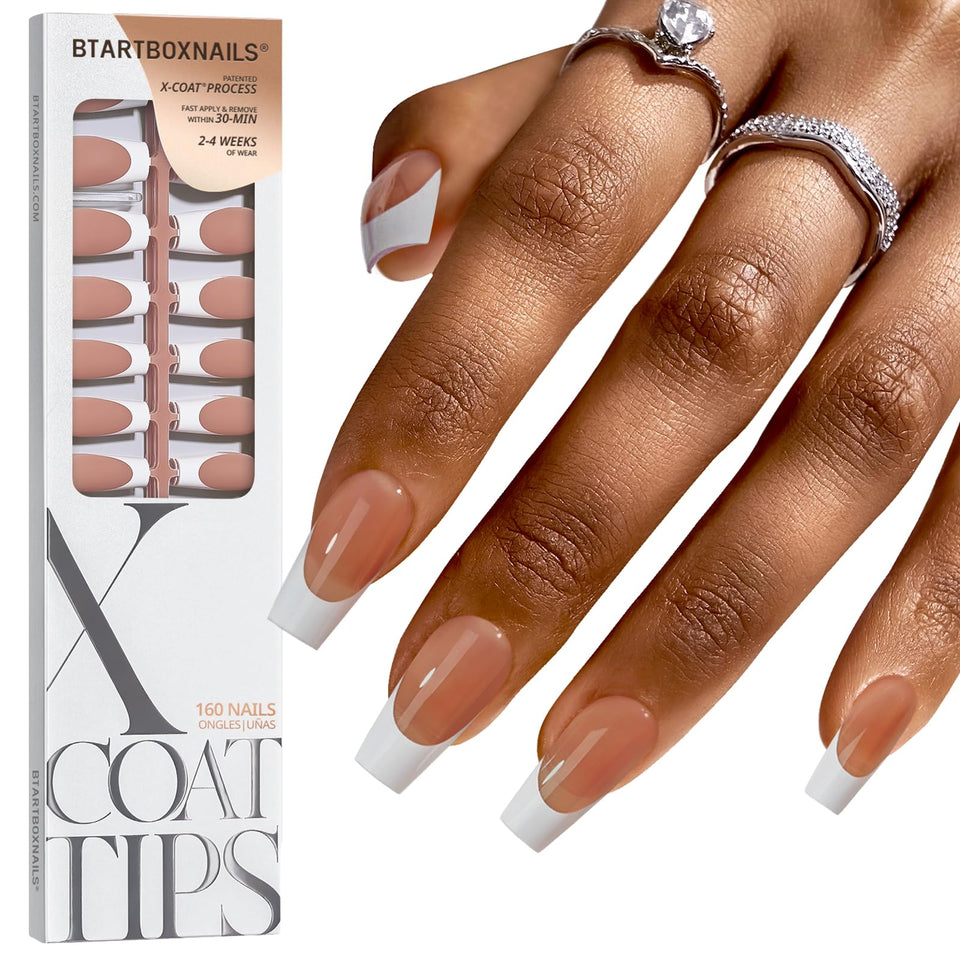 BTARTBOXNAILS front packaging showing full French-tip set and value